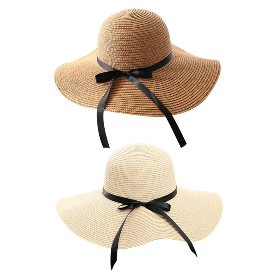 Sombrero de Paja para Mujer Sombreros para el Sol Ajustables Sombrero de ala Ancha de Verano UPF 50+ Playa de Paja Plegable Enrollable para Acampar Senderismo Caqui