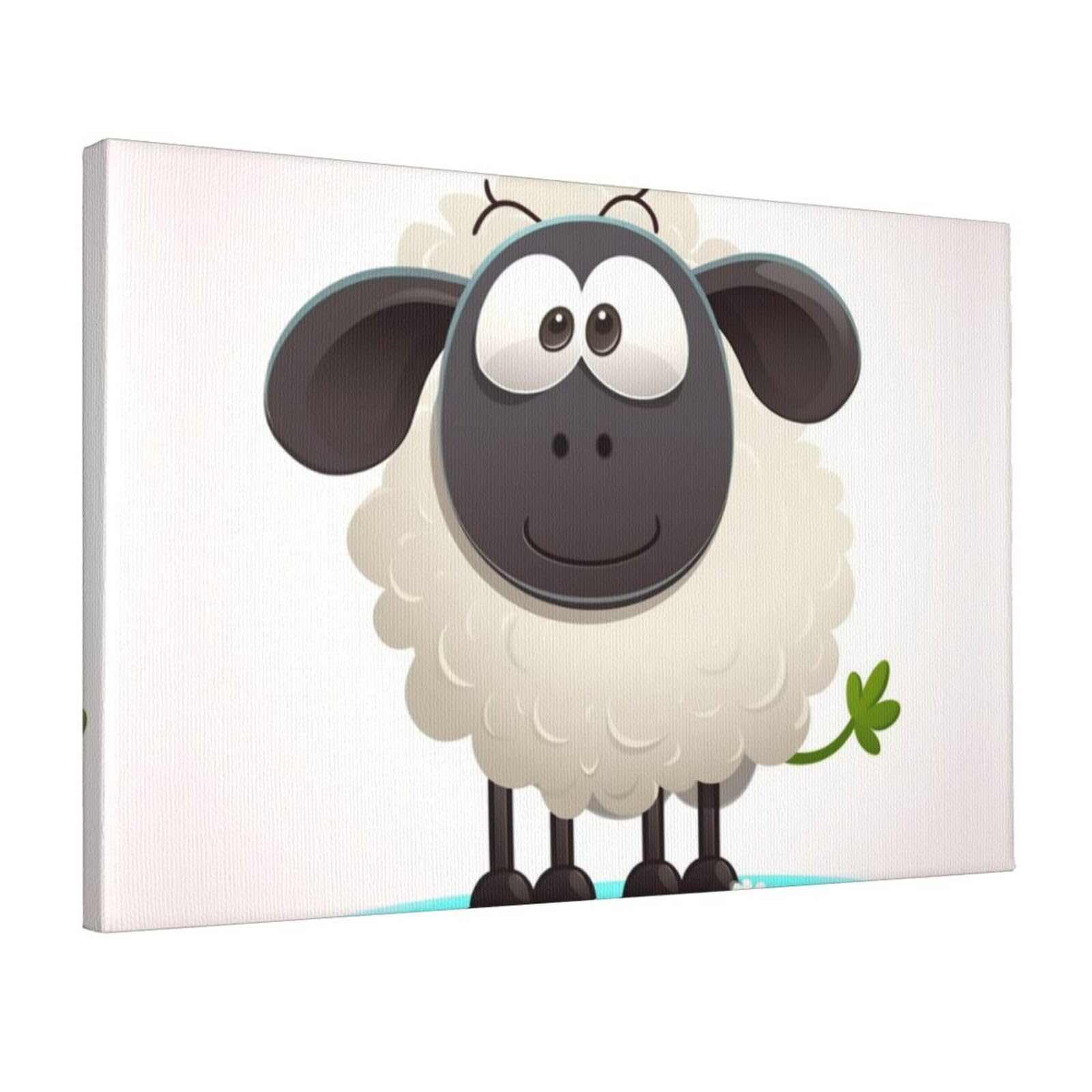 KLOPH Sheep Canvas Wall Art for Living Room 12"x18" Modern Artwork Painting for Bathroom Hanging Canvas Prints Aesthetic Wallart for Bedroom Kitchen Office Wall Decor