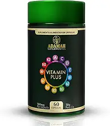 Vitamin Plus Adamah - Complexo com 13 Vitaminas Essenciais - A, C, D3, E, K2 (Menaquinona) e Complexo B Completo - Suplemento Vitamínico de Alta Potência - 60 Cápsulas