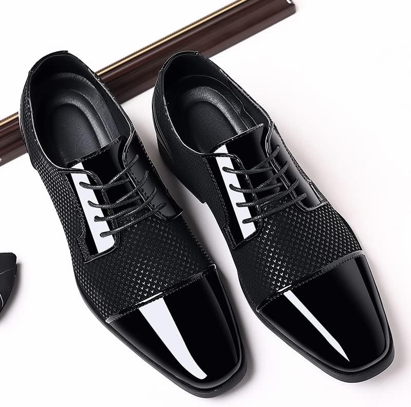 Men's Dress Shoes Casual Oxford Lace-up Business Formal Shoes Cap Toe Fashion Black - Image 3