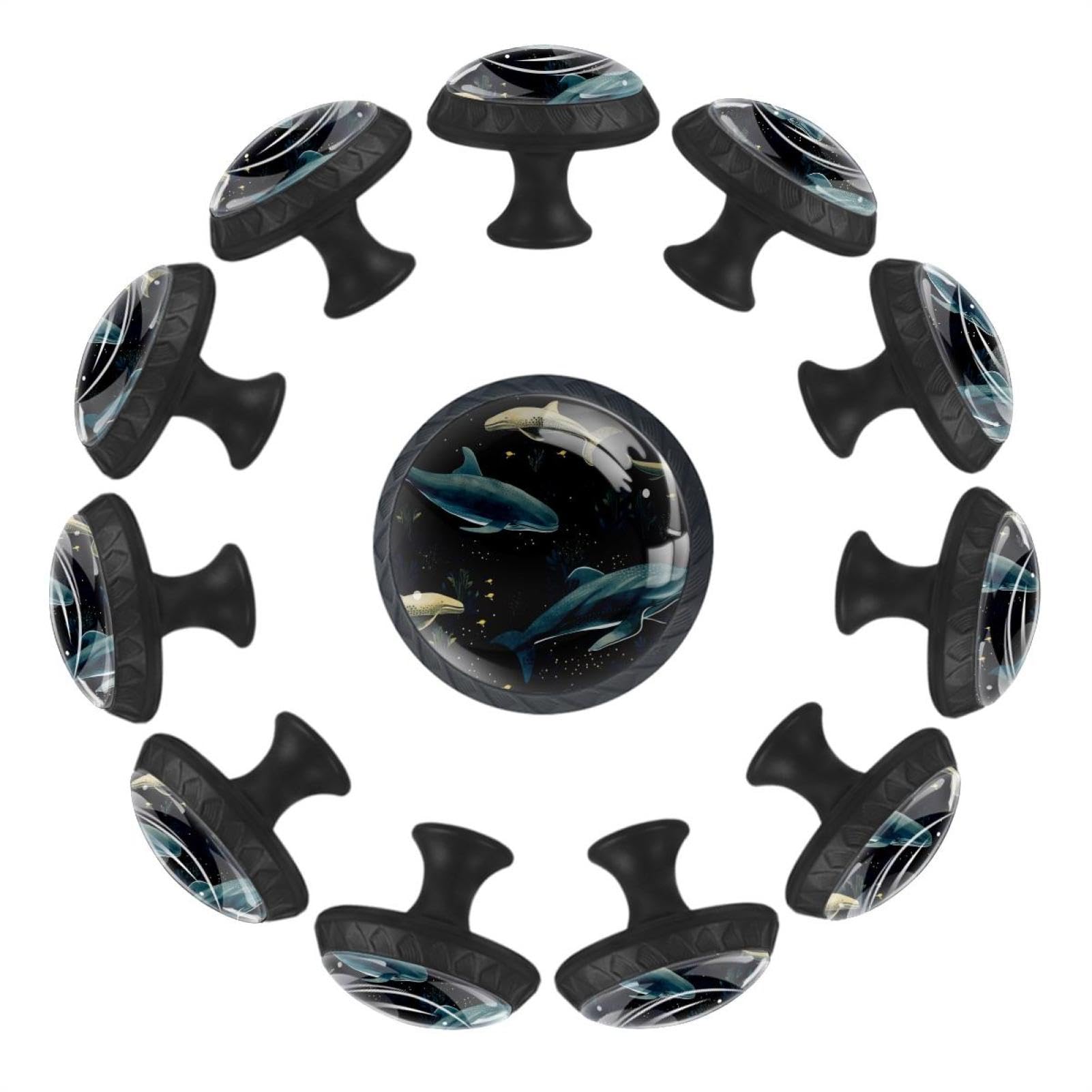 Boutons de tiroir en verre cristal ronds Art Galaxy pour meubles et cuisine (Lot de 12)