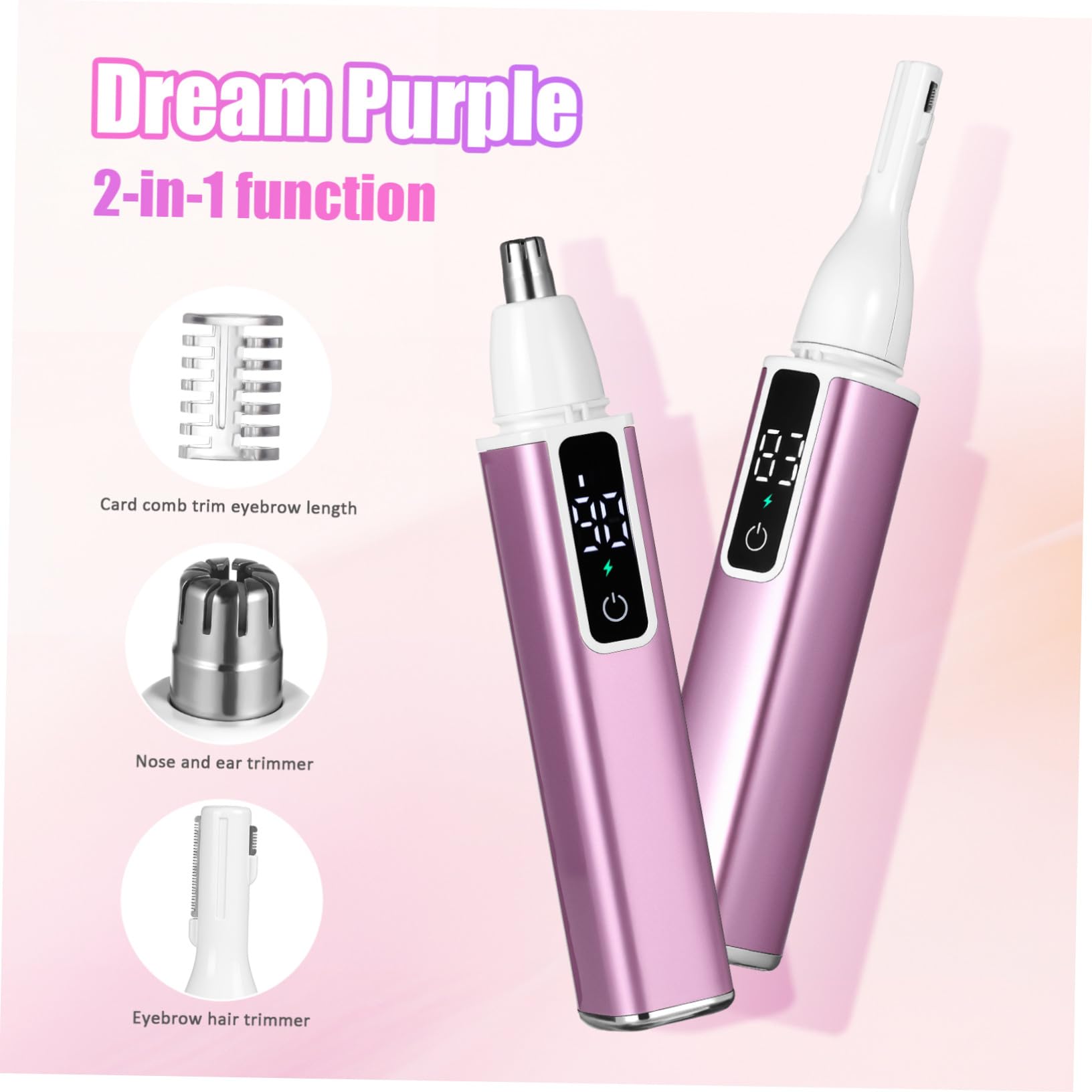 Depilatore Elettrico Donna Ricaricabile USB con Display Digitale Regolabile Velocità Silenzioso e Portatile per Sopracciglia e Naso Epilatore Multifunzionale