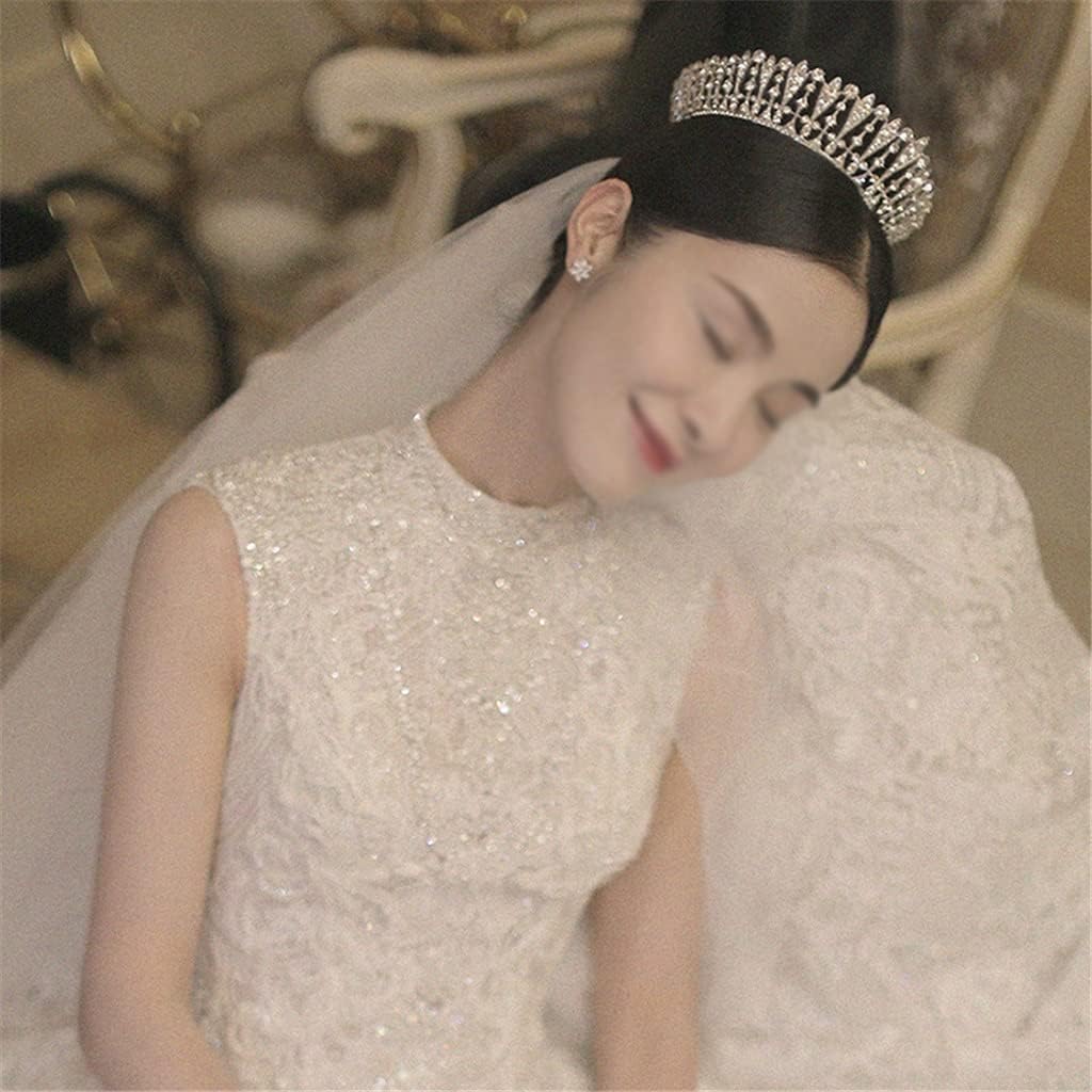 crown, Clear Crystal Rhinestones Women Handmade Hairwear Brides Diadem Pageant Party Crowns