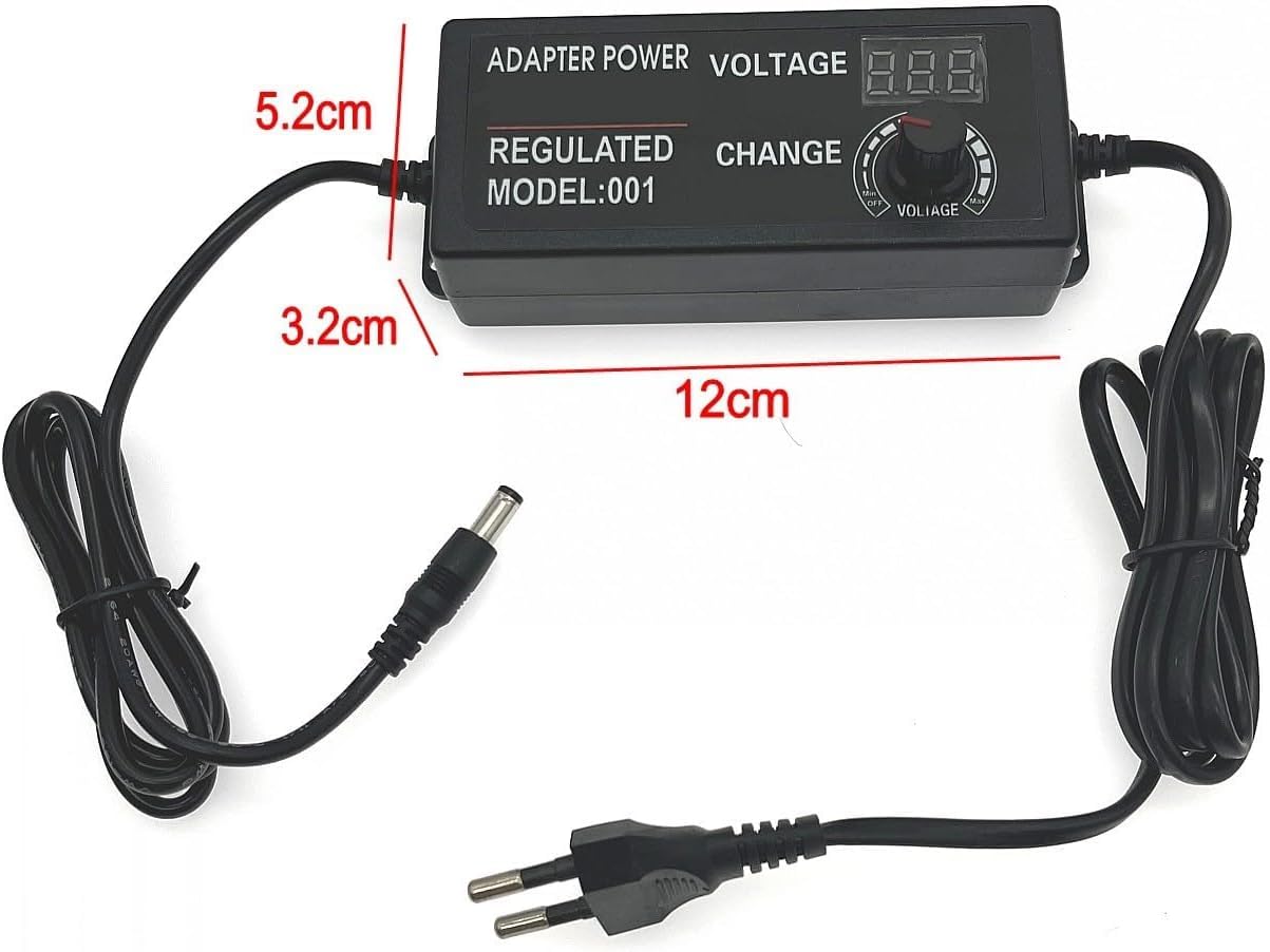 JZK Regulowany zasilacz USB napięcie DC 3-12V 5A z cyfrowym wyświetlaczem, 60W Max 100-240V AC do DC 3V 4V 4.5V 5V 6V 7V 8V 9V 10V 12V Uniwersalny zasilacz transformator konwerter