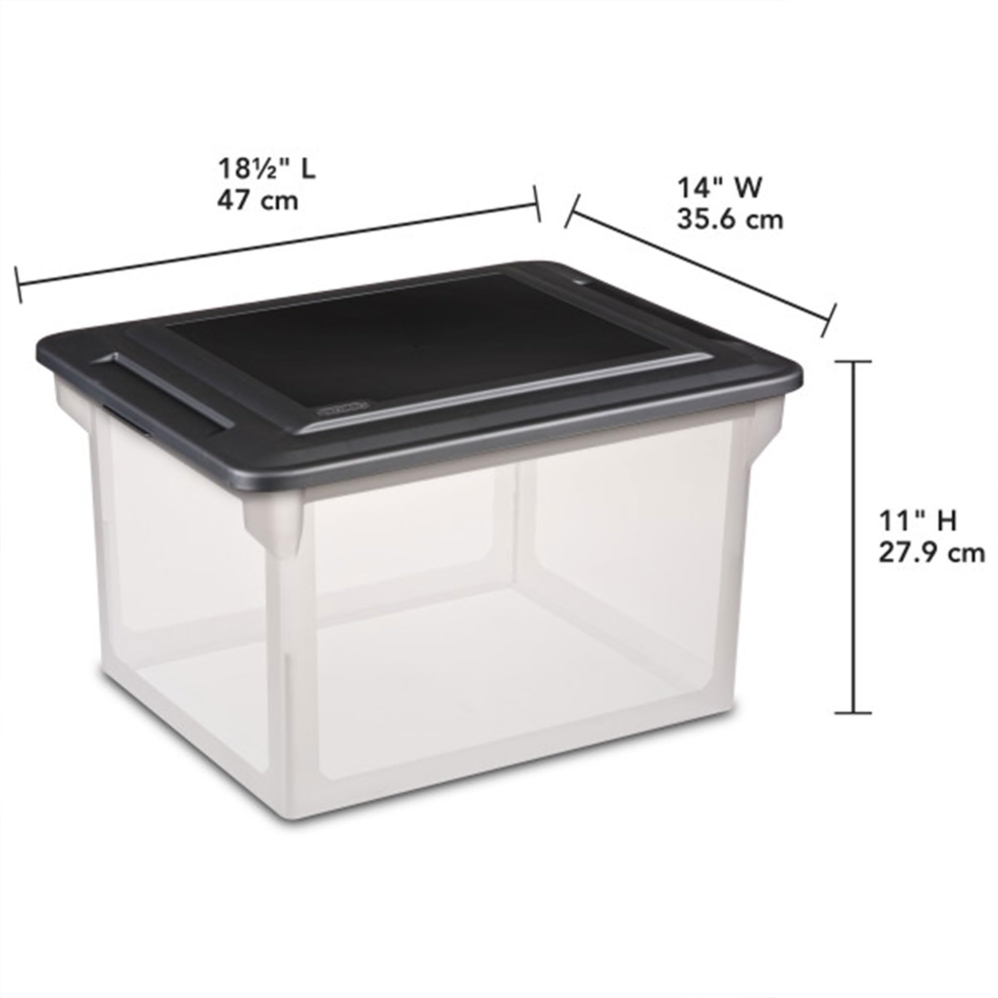 Sterilite 8-Pack File Box Clear Storage Tote with Black Lid for Letter Legal Hanging Folders - Stackable Plastic — view 2