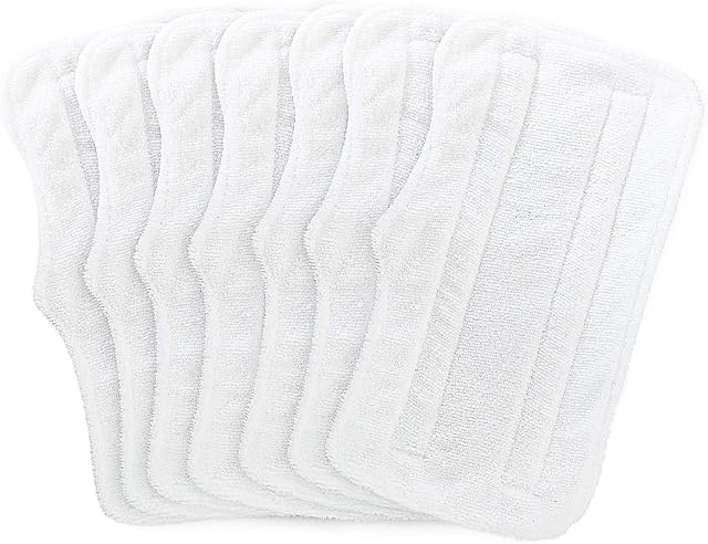 Fushing 7Pcs Microfiber Replacement Cleaning Steam Mop Pads for Shark Steam Mop S3101 S3202 S3250 S3251 (White)
