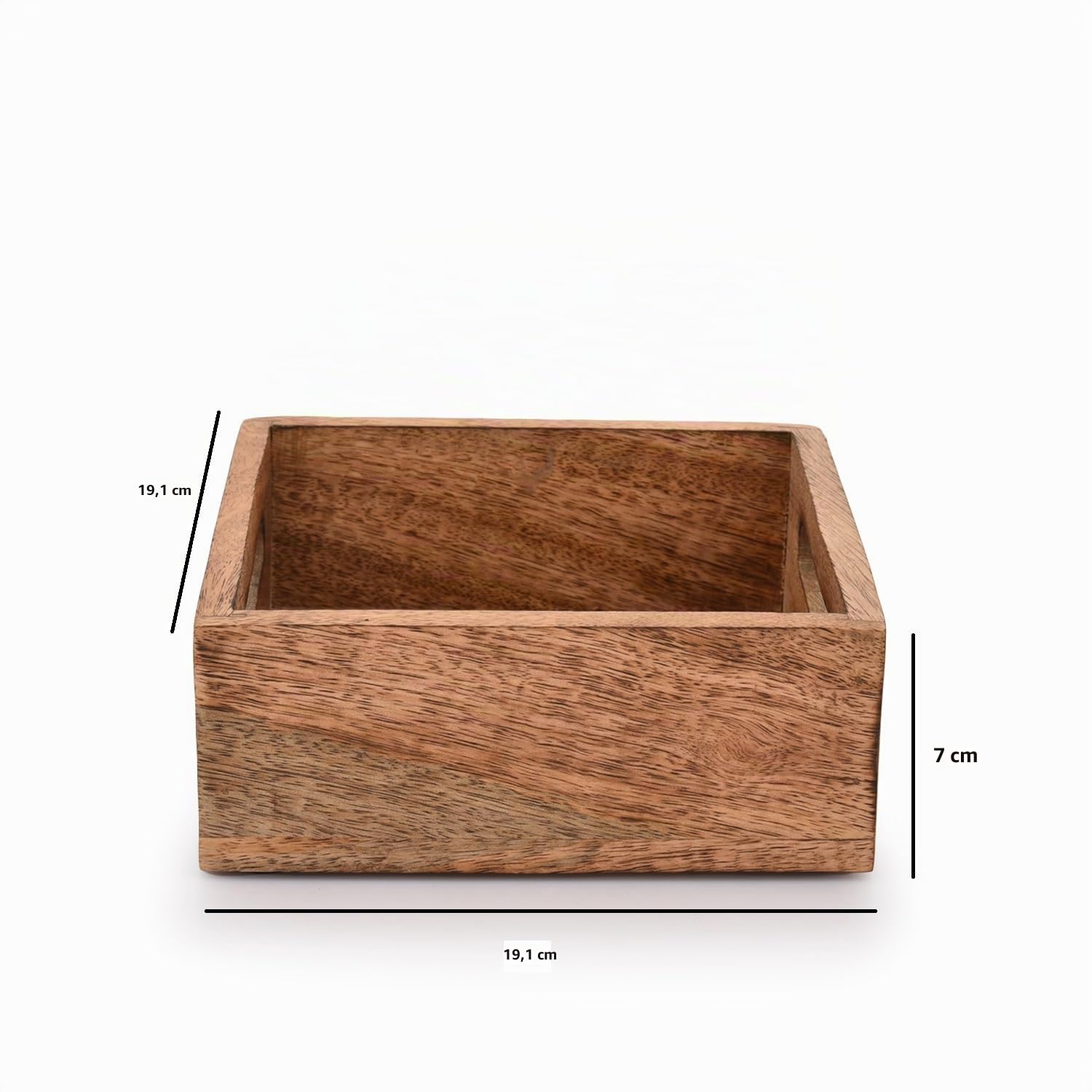 Samhita Servilletero cuadrado de madera de mango con acabado quemado, Soporte Servilletas, Sujeta Servilletas para decoración de restaurante, cocina, bar (7.5 x 7.5 x 2.75 pulgadas)
