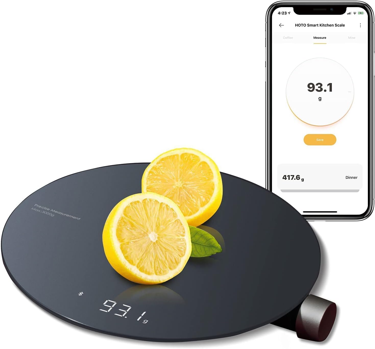Smart Food Scale, Kitchen Scales Digital Weight Grams And Oz, Coffee Scale With 0.1G High Precise Sensor, Measures In 4 Units (G/Ml/Oz/Lb: Oz)，Batteries Not Included