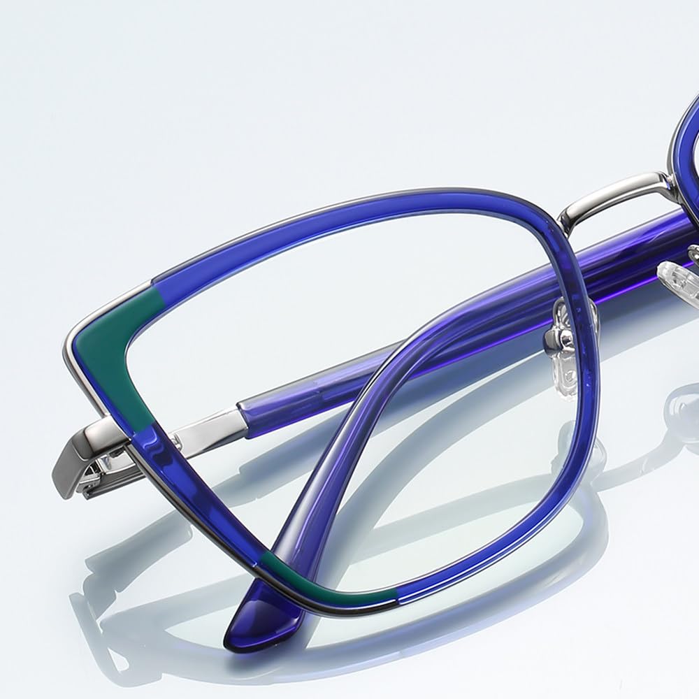 okulary z filtrem metalowym damskie czarne niebieskie okulary kocie oko oprawki modne damskie dekoracje okulary
