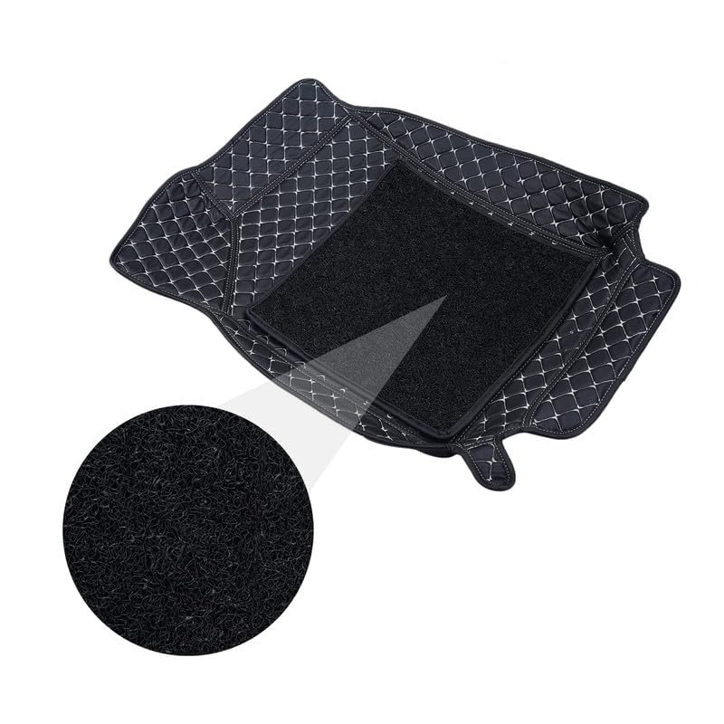 Image of Auto Fusion Premium 7d Car Mats Compatible with Toyota Fortuner 2017-2024 | Luxury Double Stitched 7 Layer Protection Car Floor Tray Mats | Waterproof and Washable | Black with Silver Stitching