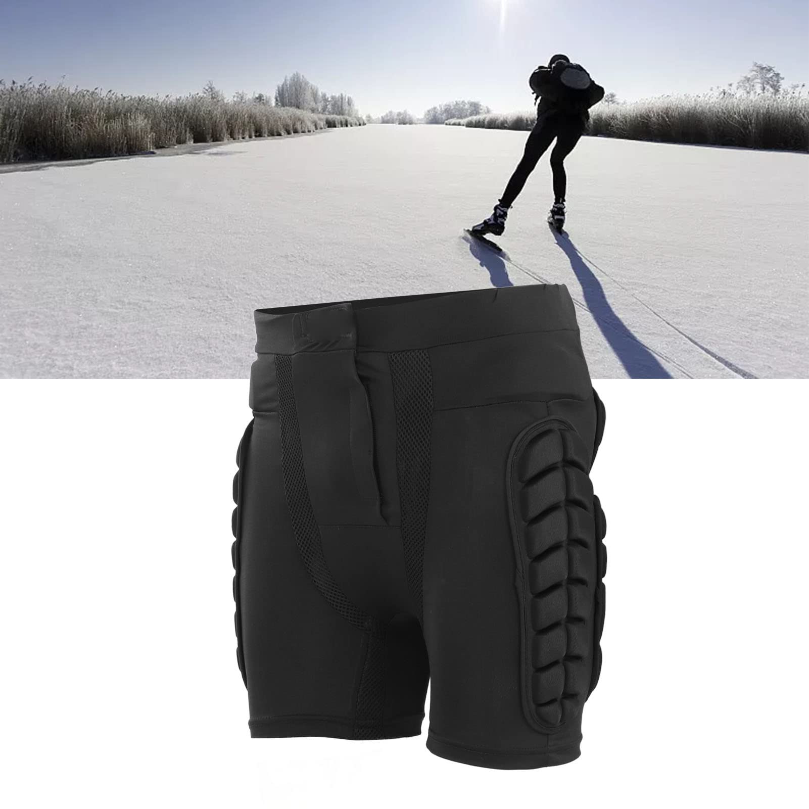 Hip Protection Pants, Padded Shorts Cotton Polyester Reasonably Designed Thickened EVA Pad Widely Applicable Elastic Belt with Storage Bag for Skating (M)