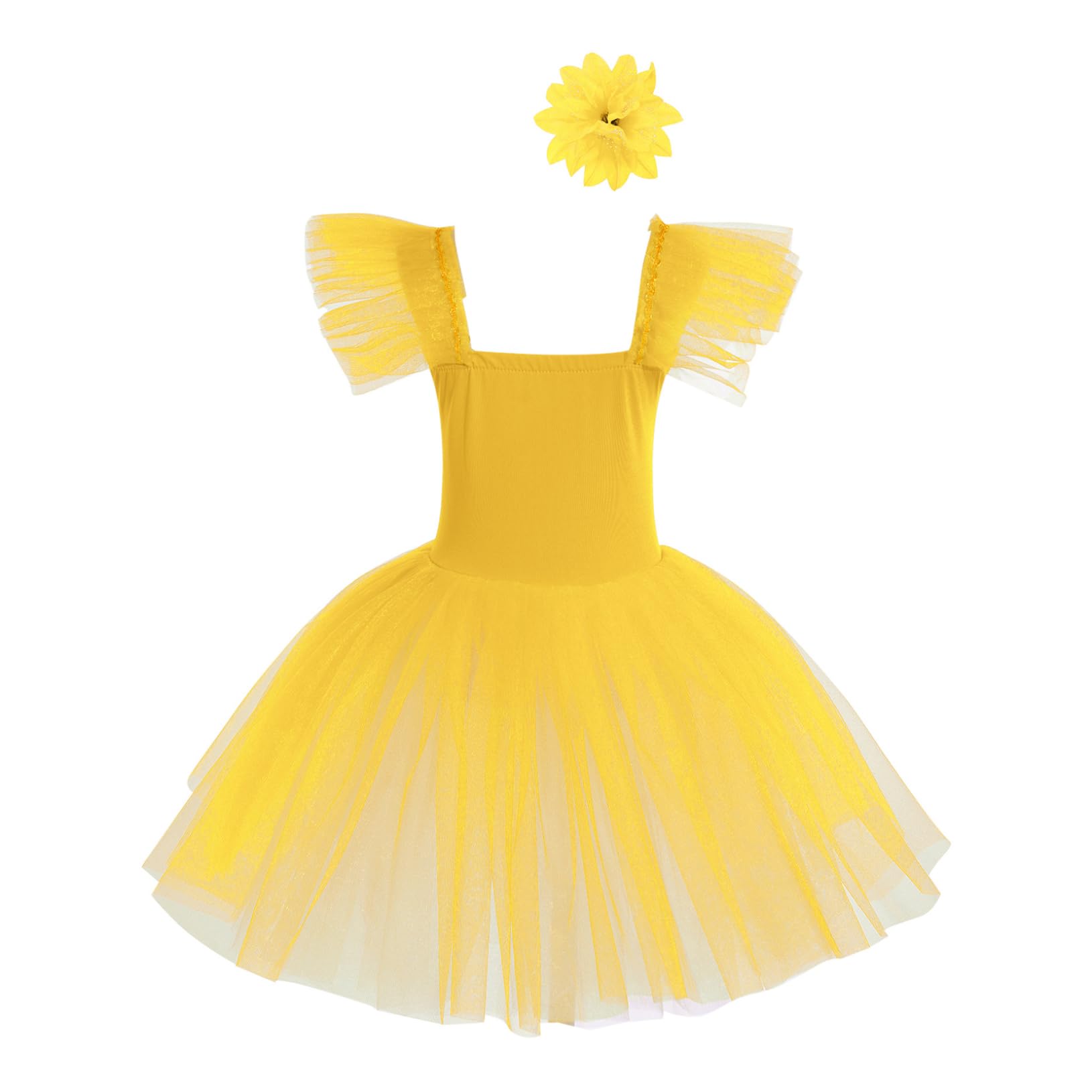 Freebily Vestito Tutu da Balletto per Ballo Bambina Ragazza Vestito da Danza Classica Ballerina Body da Pattinaggio Artistico + Copricapo Abito da Ballo Latino Ginnastica
