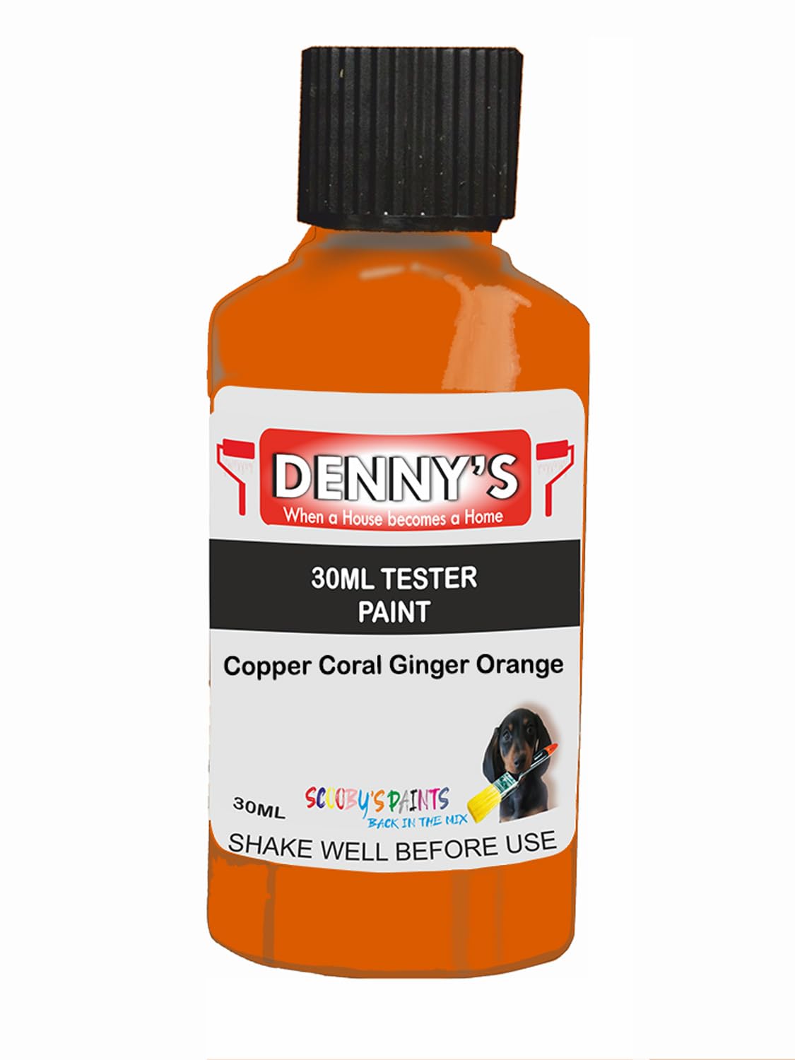 SCOOBYS PAINTS BACK IN THE MIX Chalk Emulsion Matt Paint, Water-Based, No Primer Required, For Walls and Furniture Orange, (Copper Coral Ginger Orange, 30ml Colour Tester)