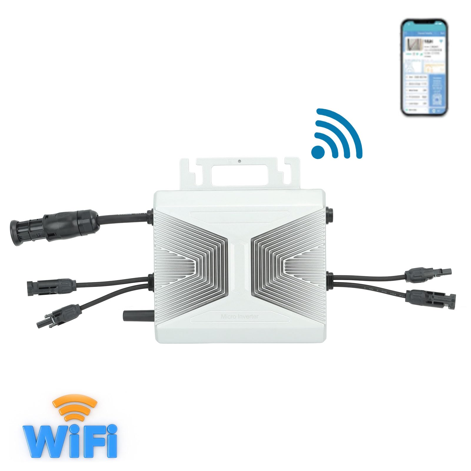 YWBL-WH Mikro-Wechselrichter, Grid-Tie-Wechselrichter aus Aluminiumlegierung, 600 W, WLAN, MPPT, IP67, Wasserdicht, 96,5% CEC-Wirkungsgrad, für Private und Geschäftliche Solar-PV-Systembenutzer