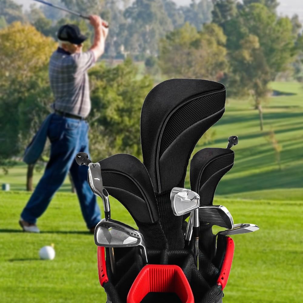 Fundas para cabeza de palos de golf, juego de 3 fundas de hierro con etiqueta intercambiable