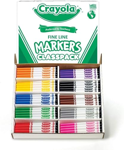 Crayola non-washable Classpack Marcadores, Fine Point, Diez colores surtidos, 200caja