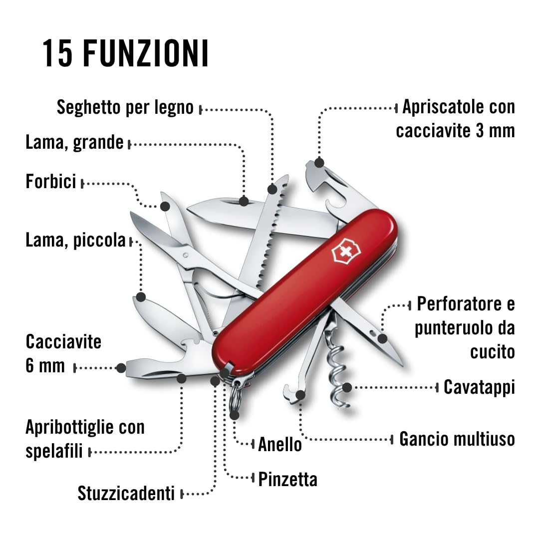 Victorinox Huntsman Coltellino Svizzero Multiuso 15 Funzioni Lama Grande