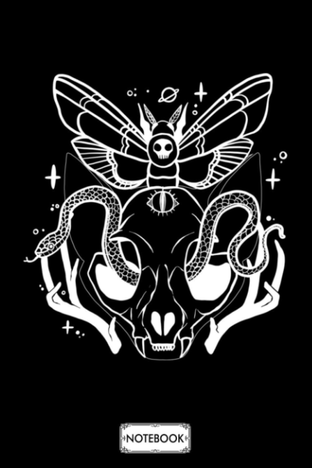 Cat Skull Snake And Magical Moth Notebook: Planner, 6x9 120 Pages, Matte Finish Cover, Journal, Lined College Ruled Paper, Diary