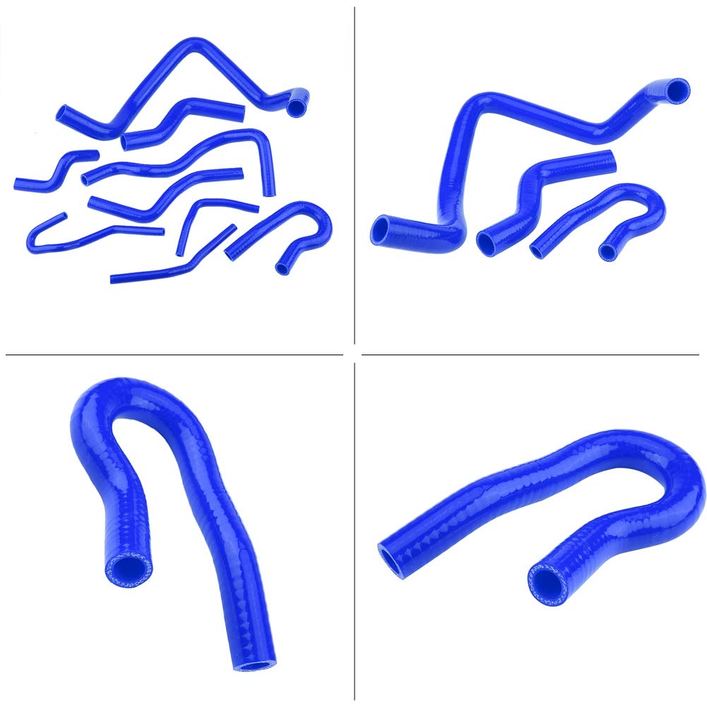 Kit Tubo Flessibile per Radiatore Automatico in Silicone Rosso 9 Pezzi per per Civic D15 D16 SOHC EG EK 1992 2000 Tubi per Radiatore in Silicone per Auto Buona Inerzia e (Blu)