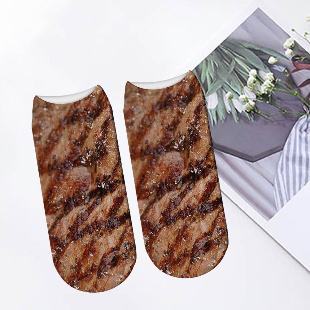 Fantazyjne skarpety z motywem jedzenia, krótkie skarpety z nadrukiem grillowym, oddychające skarpety do biegania dla mężczyzn i kobiet