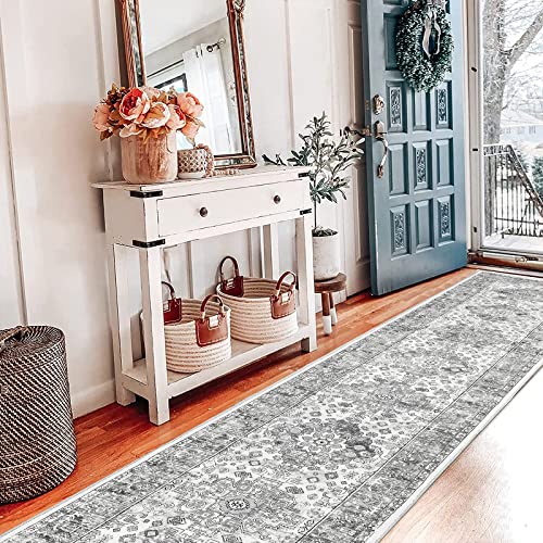 Pauwer Boho Hallway Runner Rug 2x10 Washable Entryway Area Rugs Non Slip Farmhouse Vintage Floor Mat Carpet Runner for Hallways Laundry Room Kitchen Bathroom Bedroom