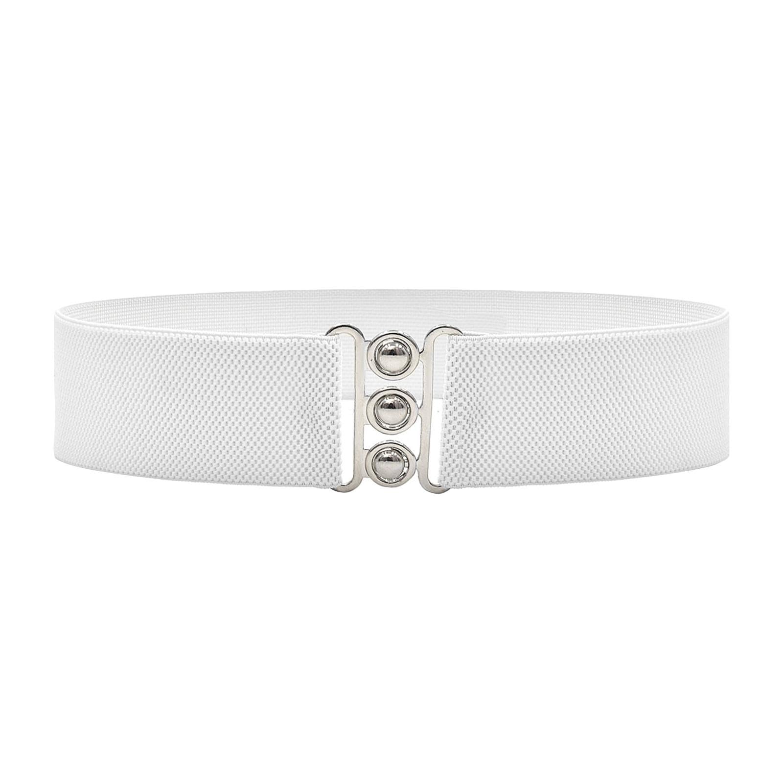 Women Elastic Waist Belt 68cmx5cm Trendy Waistband for Pants Dating Holidays White-image-41