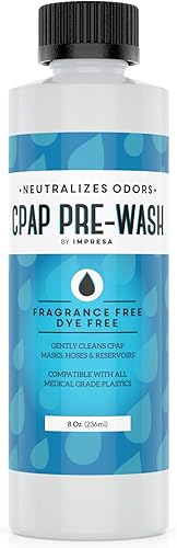 IMPRESA CPAP Solución de limpieza prelavado 8 onzas líquidas Jabón sin perfume y sin tintes neutraliza olores y elimina los desechos Compatible