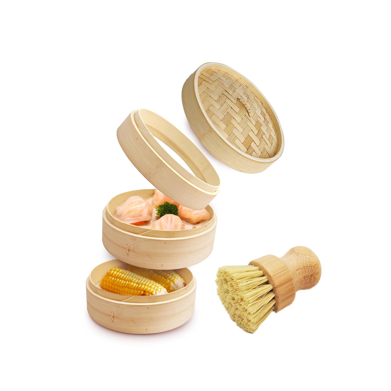 Amazon | 【高さ調整輪付☆受け台セット】 せいろ 受け台 竹 キッチン