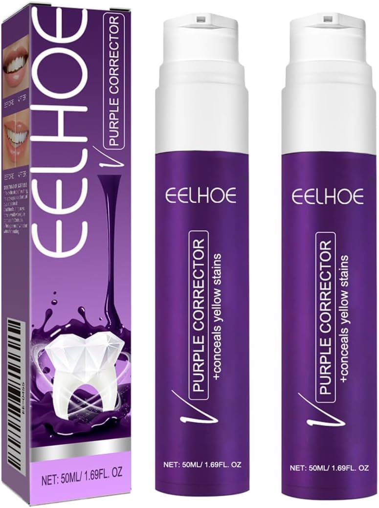 2 PCs White Teeth, Teeth Whitener, Purple Toothpaste for Teeth Whitening Kit Tooth whitening Blanqueador de Dientes (2)