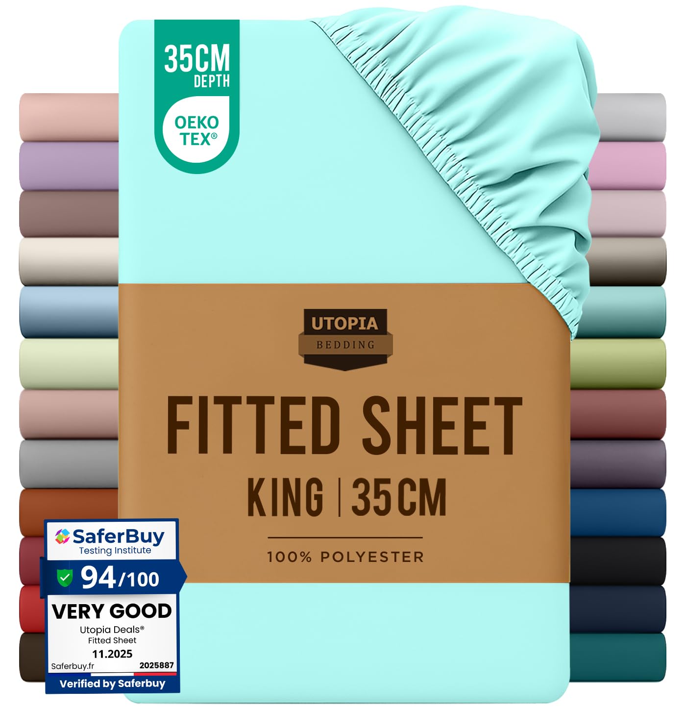 Utopia Bedding Fitted Sheet King, White - Deep Pocket 14 inch (35 cm) - Easy Care - OEKO-TEX Certified - Soft Brushed Microfibre Fabric - Shrinkage and Fade Resistant - Bottom Sheet — view 33