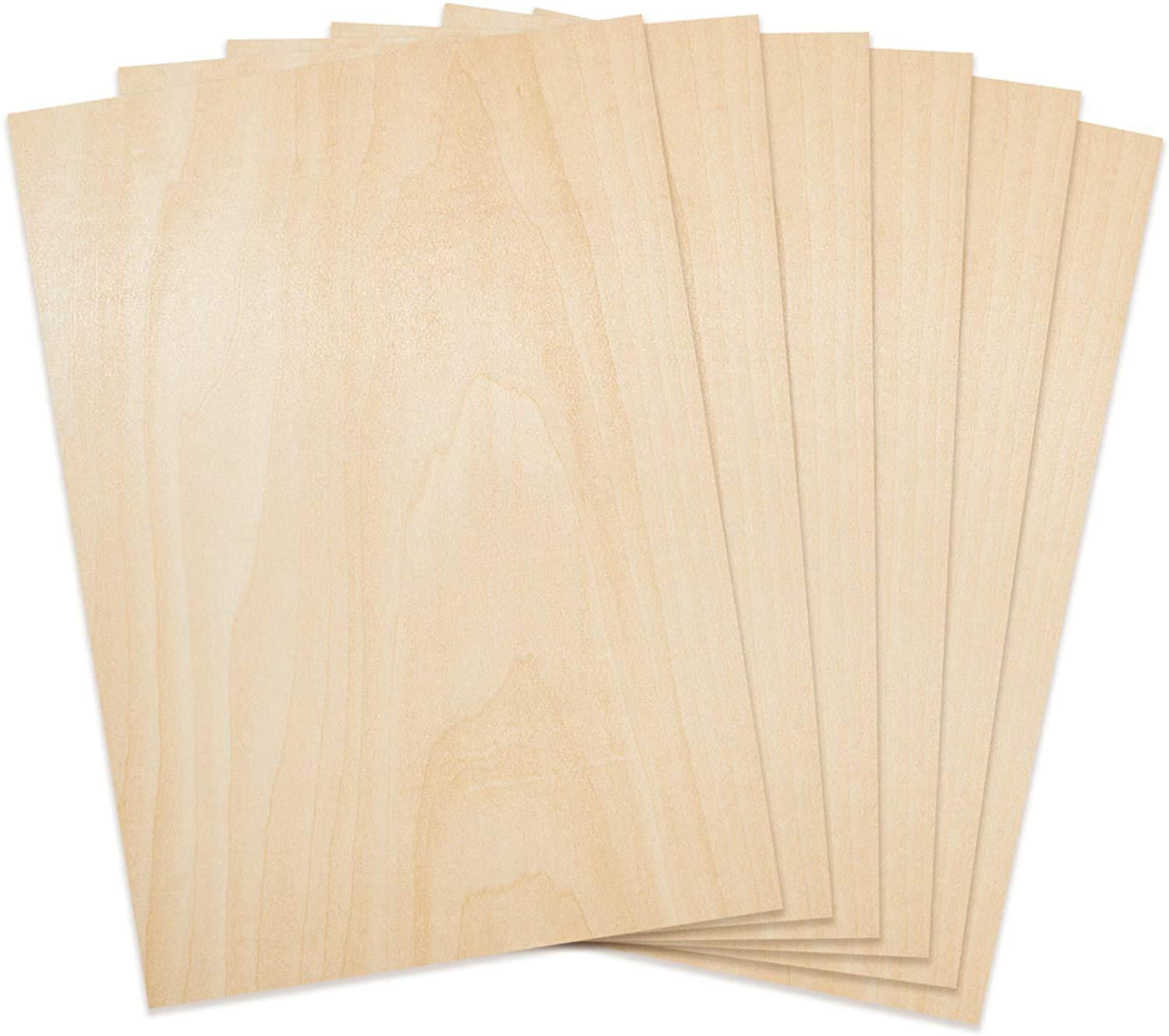 CRAFTIFF Plywood Board Basswood Sheets 1/16 inch, Thin Natural Unfinished Wood for Crafts, Hobby and Model Making – 1.5mm Thick (5 Sheets)