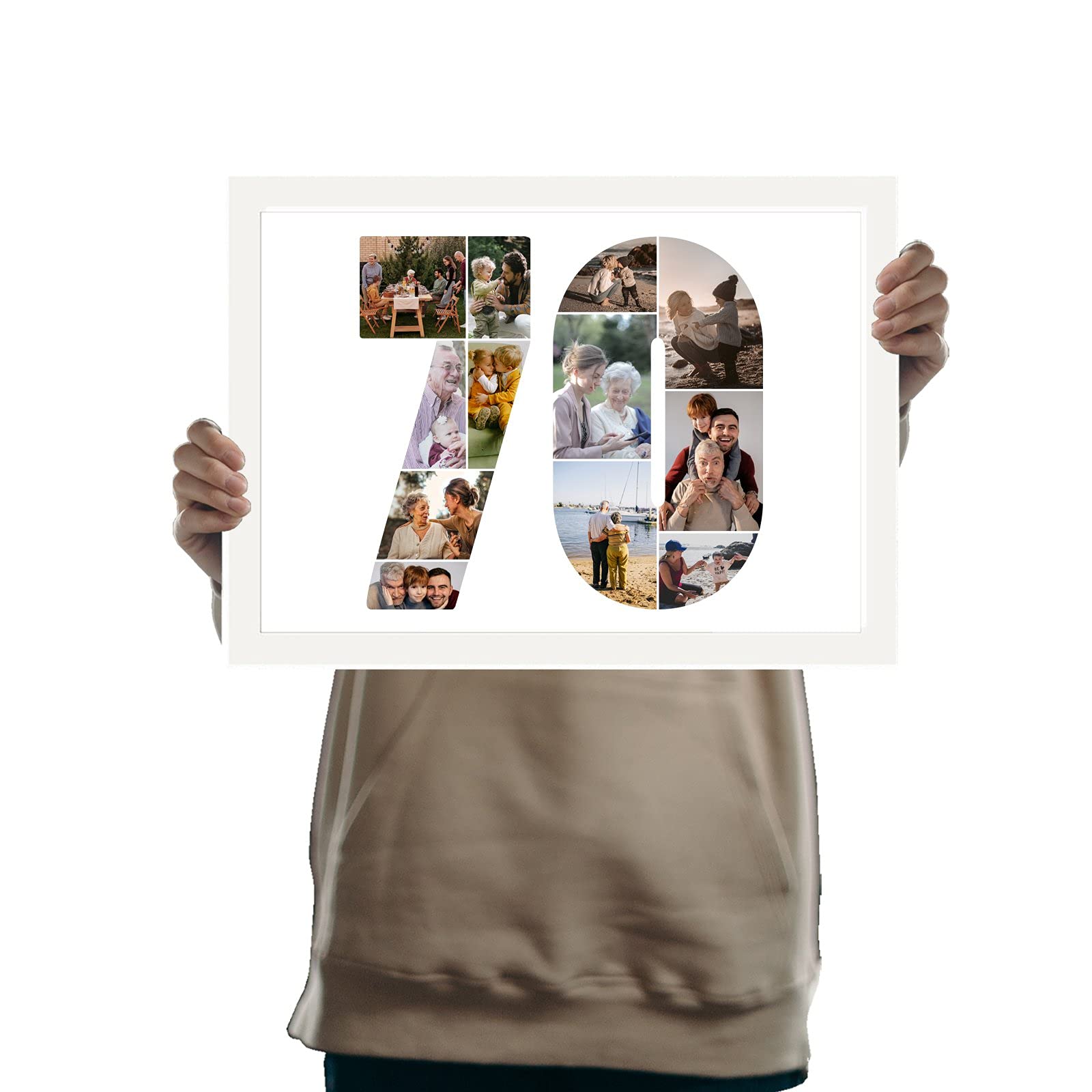You Personalise 70th Birthday Personalised Photo Collage Framed White A4