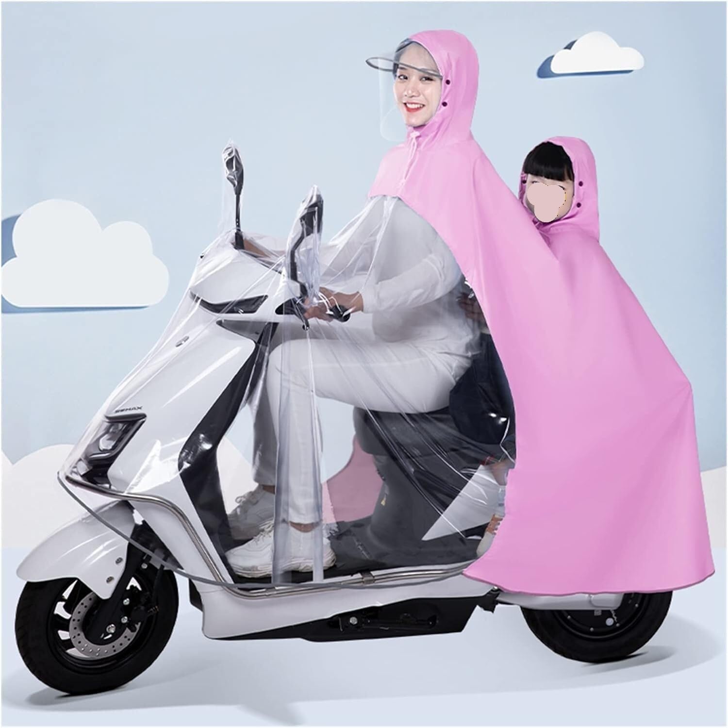 Cycling Rain Poncho with Mirror Cover for Bike E-Bike Scooter Motorcycle Multicolor 4XL/5XL(Pink,4XL)