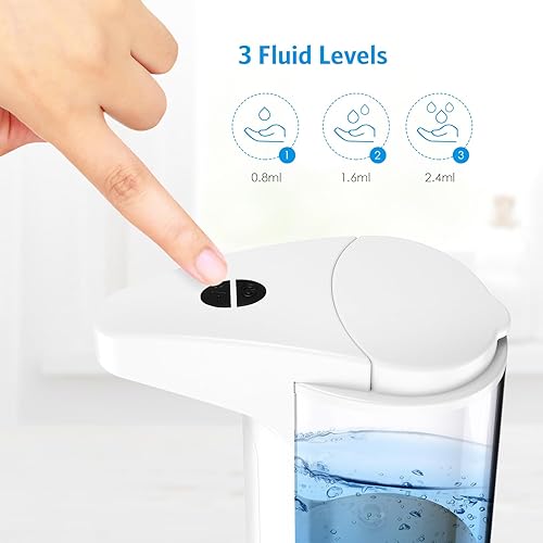 Miniatura 4 de AMIR Dispensador de jabón automático sin contacto de 12.5 onzas, dispensador automático de jabón líquido para manos a pilas, volumen ajustable,