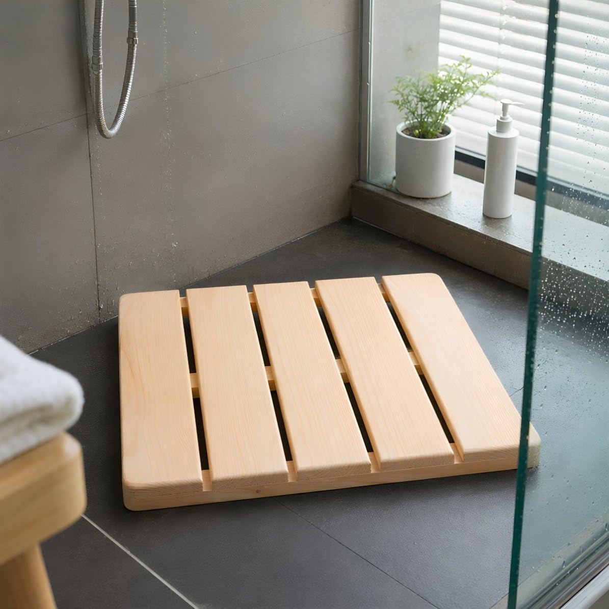 TOYANDONA Tappetino Doccia in Legno Bagno Antiscivolo Pannelli