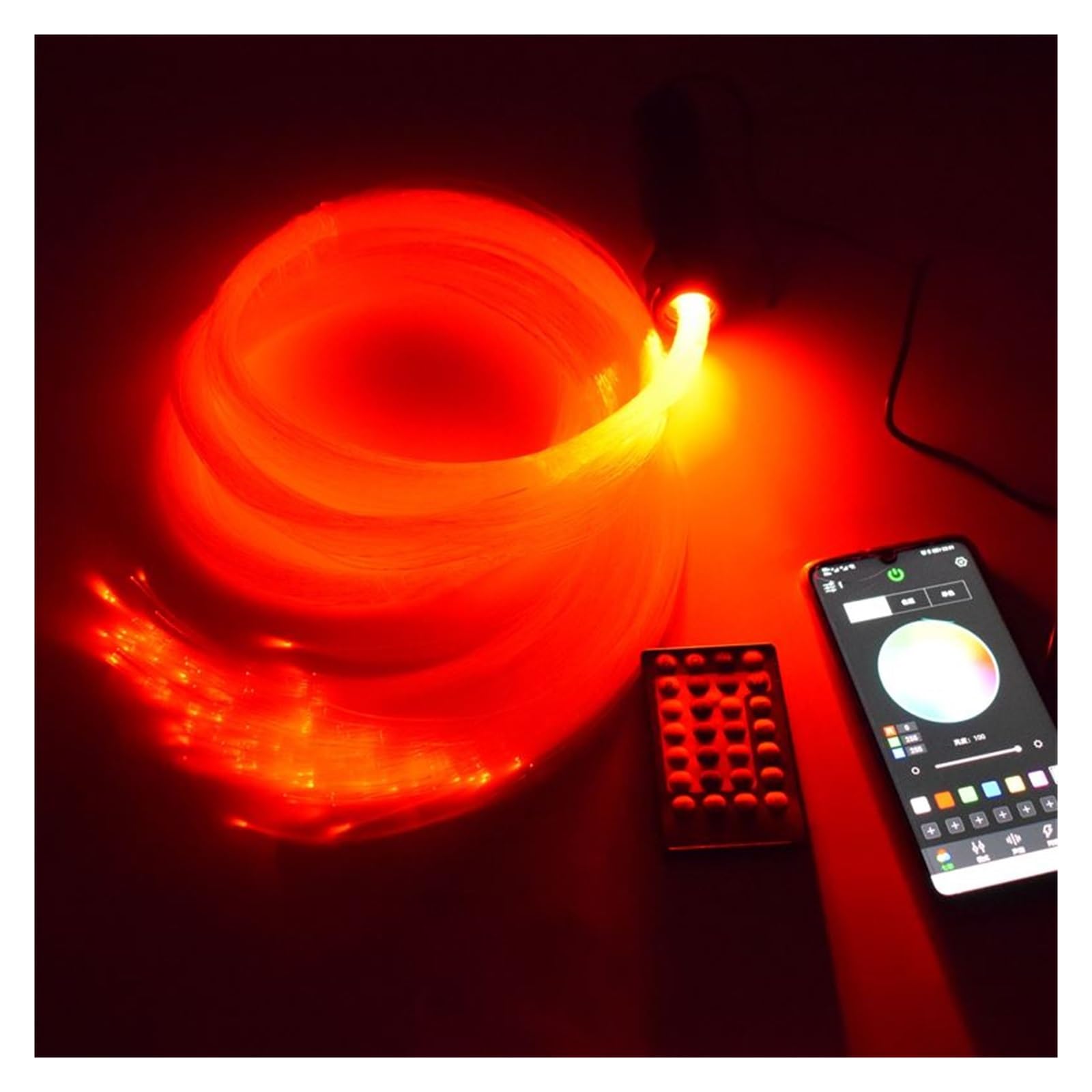 Oświetlenie wnętrza samochodu LED, Światła samochodowe LED światłowodowe, DC12V 6W RGB na dach samochodowy gwiazdki światła z kablem światłowodowym PMMA do oświetlenia sufitowego Światła nastrojowe w