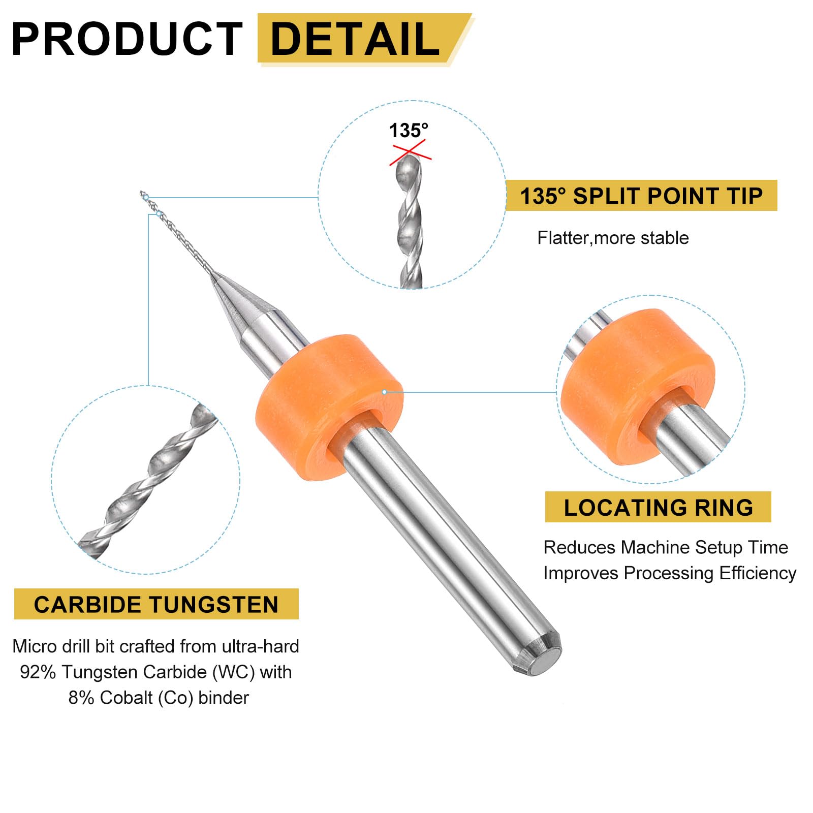 PATIKIL 30 Pack 0.45mm Micro Drill Bits 1/8" Shank Carbide Tungsten Steel 135° Mini Small Bits Print Circuit Board Drilling Tool for CNC Engraving Precision Machinery - Image 4