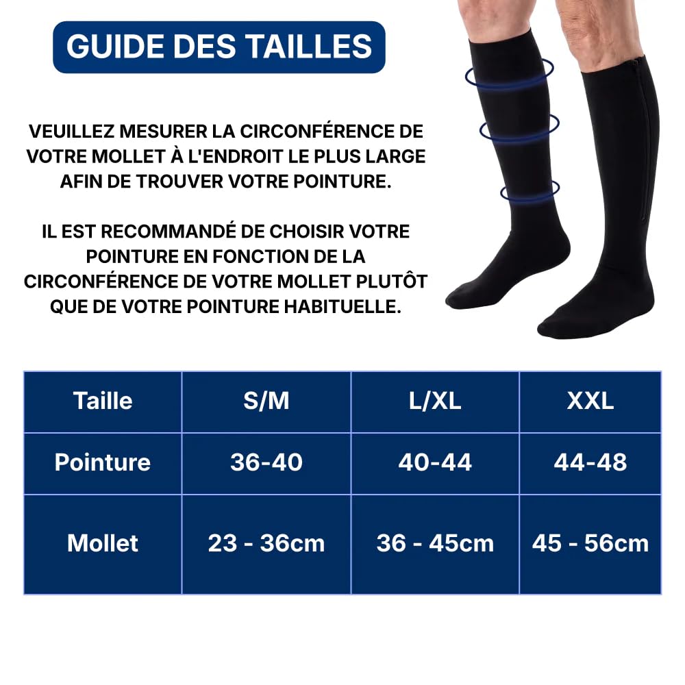MEIION Sedya Chaussettes de Compression avec fermeture éclair pour course | Chaussettes de Compression avec fermeture éclair pour la course, hautes élasticité, absorbantes en sueur, couleur pure