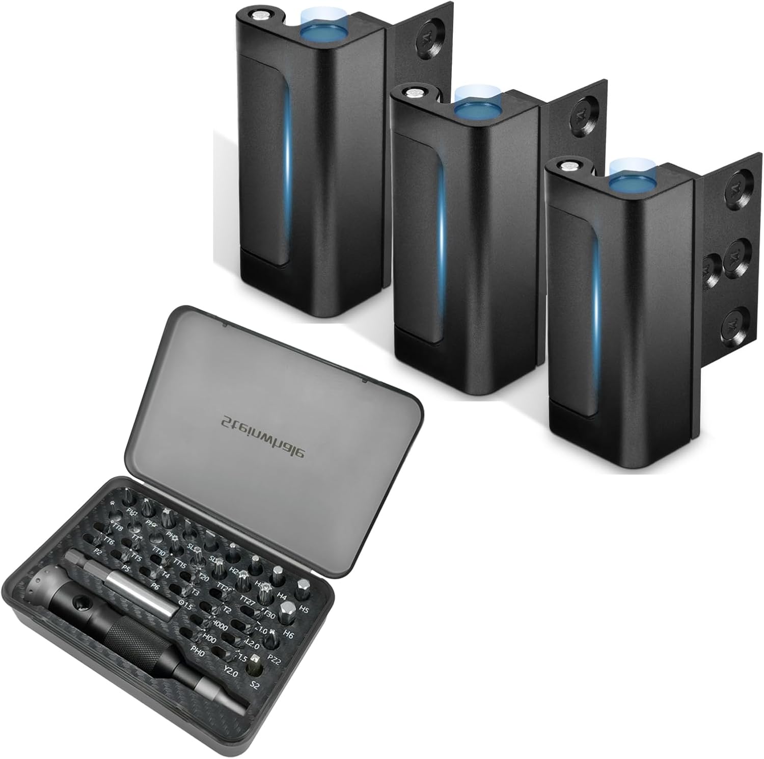 Home Security Door Reinforcement Lock, Childproof Safety Door Lock Latch Stopper. 39in1 Bearing Screwdriver Set with 1/4’’ and 4mm Magnetic Bit Holder, S2 Steel Bits, Side Slot for T-Handle Use