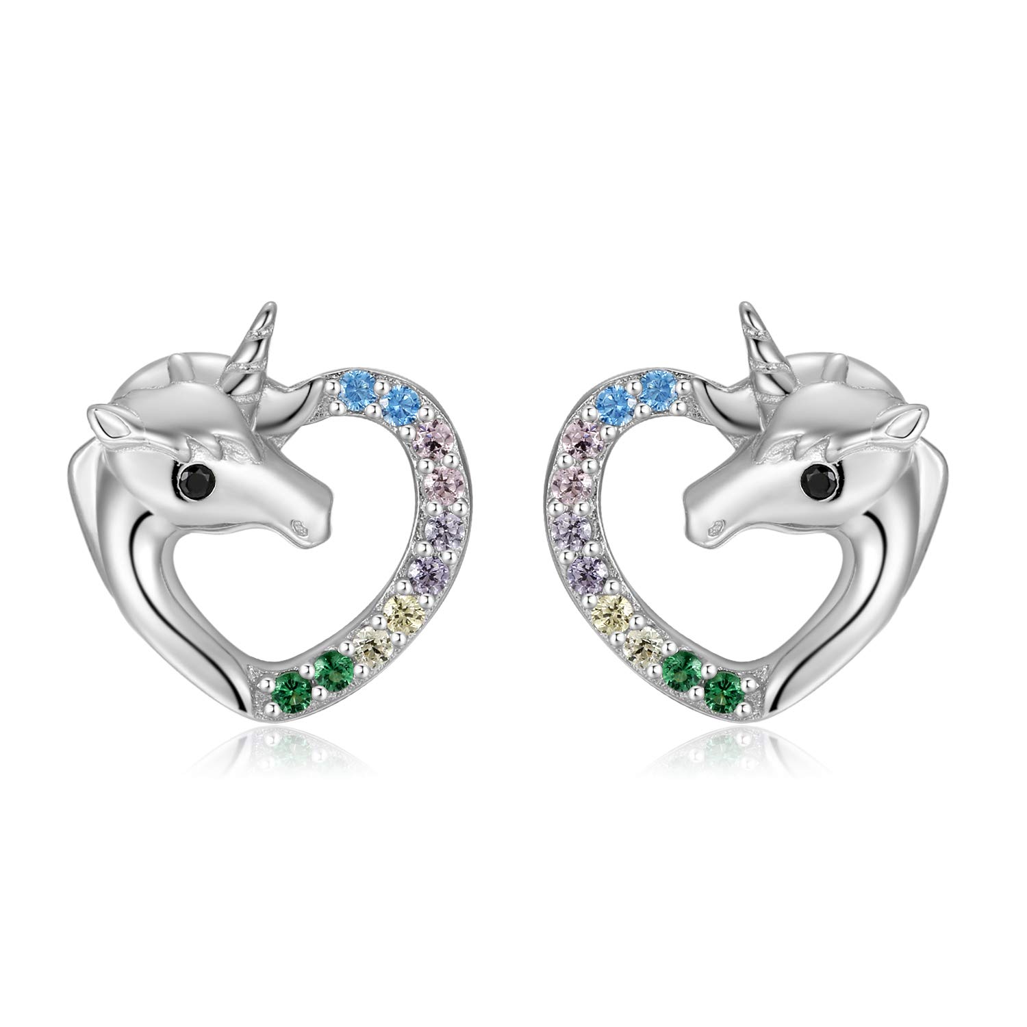 Qings Orecchini Unicorno 925 Sterline D'argento Abbaglianti