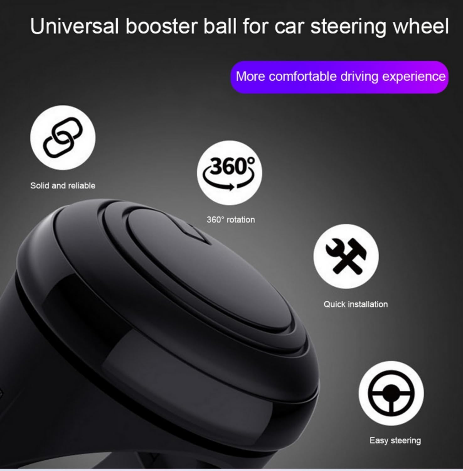 Drumstone (𝐖𝐢𝐧𝐭𝐞𝐫 𝐎𝐟𝐟𝐞𝐫 𝟏𝟕 𝐘𝐞𝐚𝐫 𝐖𝐚𝐫𝐫𝐚𝐧𝐭𝐲) Spinner Knobs for Steering Wheel – 360° Rotation Buddy with Silicone Grip & Metal Bearings for Effortless Car & Truck Driving - Image 3 thumbnail