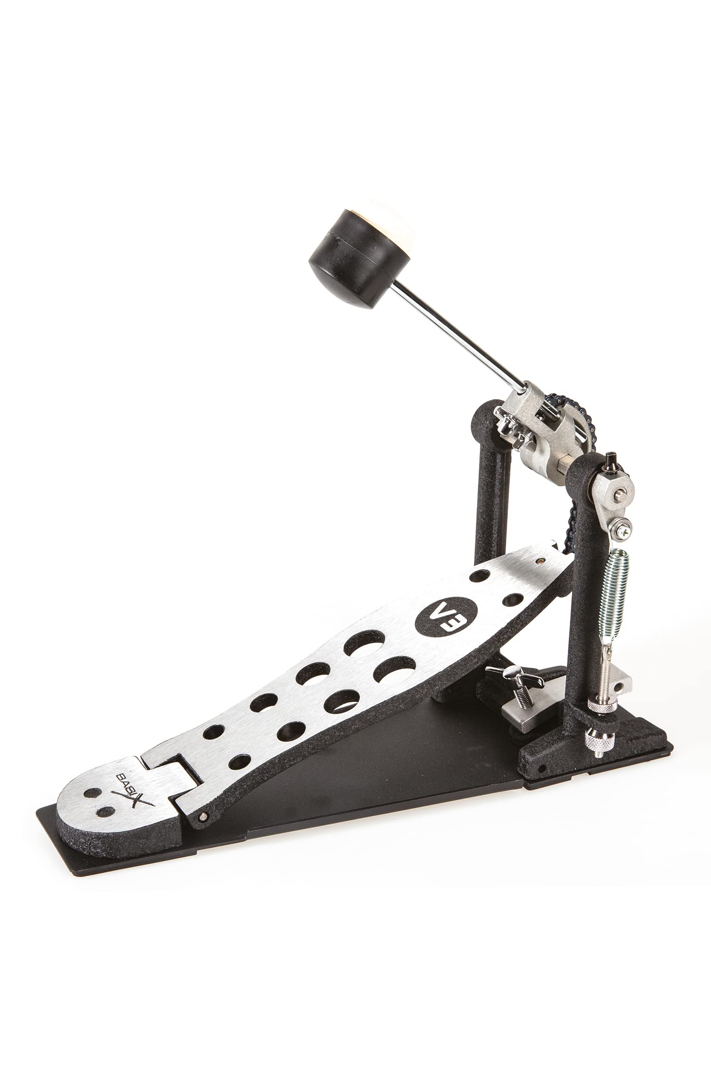 Pedal de Bombo PD-600-V3 modelo de doble tubo, negro rugoso, base antideslizante