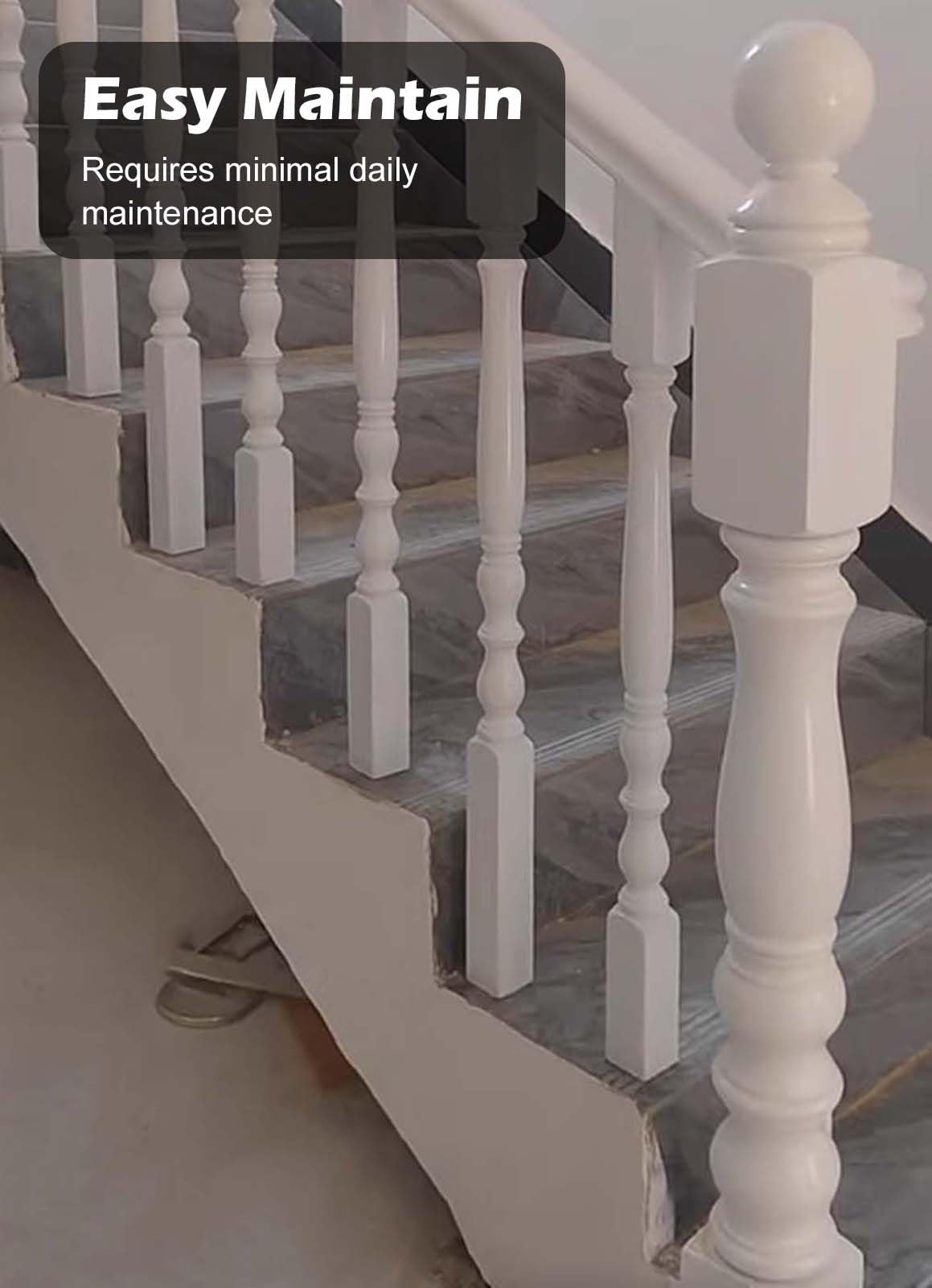 Poręcz Schodowa Słupek Balustrady Schodowej Wewnętrznej, Drewniane Tralki do Schodów, Elegancka Rustykalna Skrzynka Poręczy Schodowej Biała, Duże Słupki Balustrady Schodowej(1 PC)