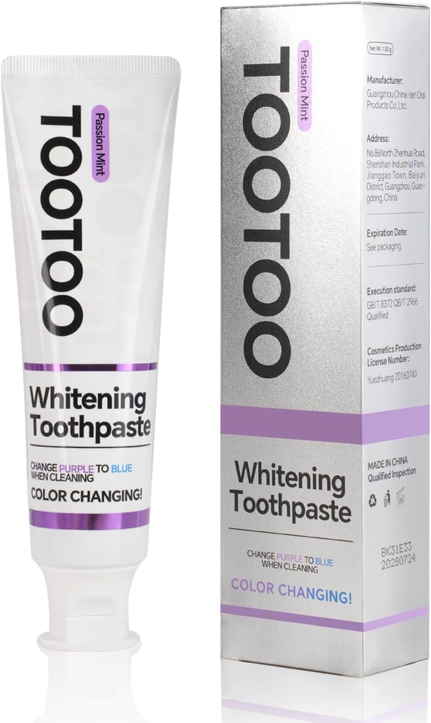 Whitening Toothpaste for Sensitive Teeth - Ultra Stain Remover, Passion Mint Favor, 4.2 oz