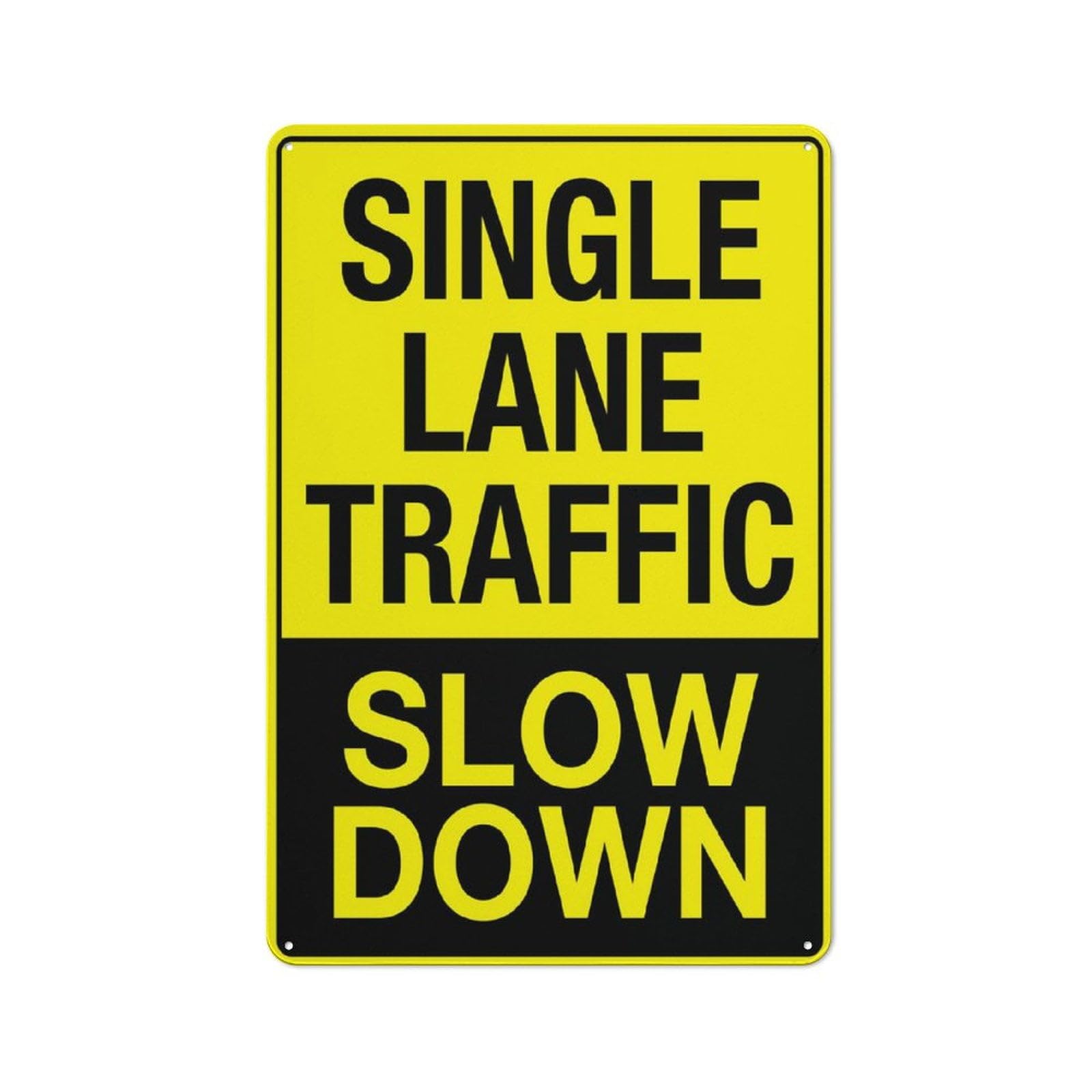 peiyeety Single Lane Traffic Slow Down Sign 12X8 Inches Metal Aluminum Signs, Weather Resistant, Weatherproof, Indoor Or Outdoor