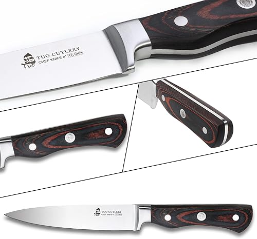 Miniatura 4 de TUO - Cuchillo de pelar de 3.5 pulgadas, cuchillo de cocina ultraafilado para pelar frutas y verduras, de acero alemán de alto carbono - Mango de