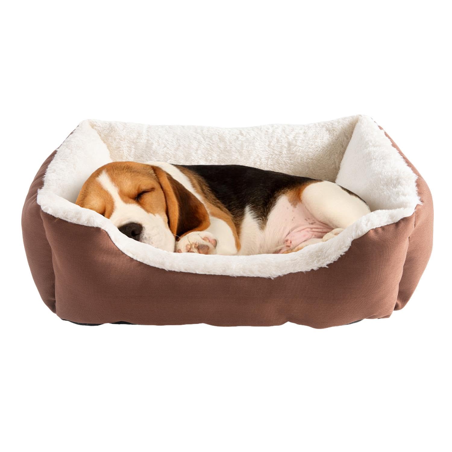Daniel James Cat & Dog Bed - Washable Fleece Pet Cat Dog Sofa Bed with Non-Slip Base - Soft Cosy Mattress Cushion for Small, Medium, Large Pets - Extra Small, Brown
