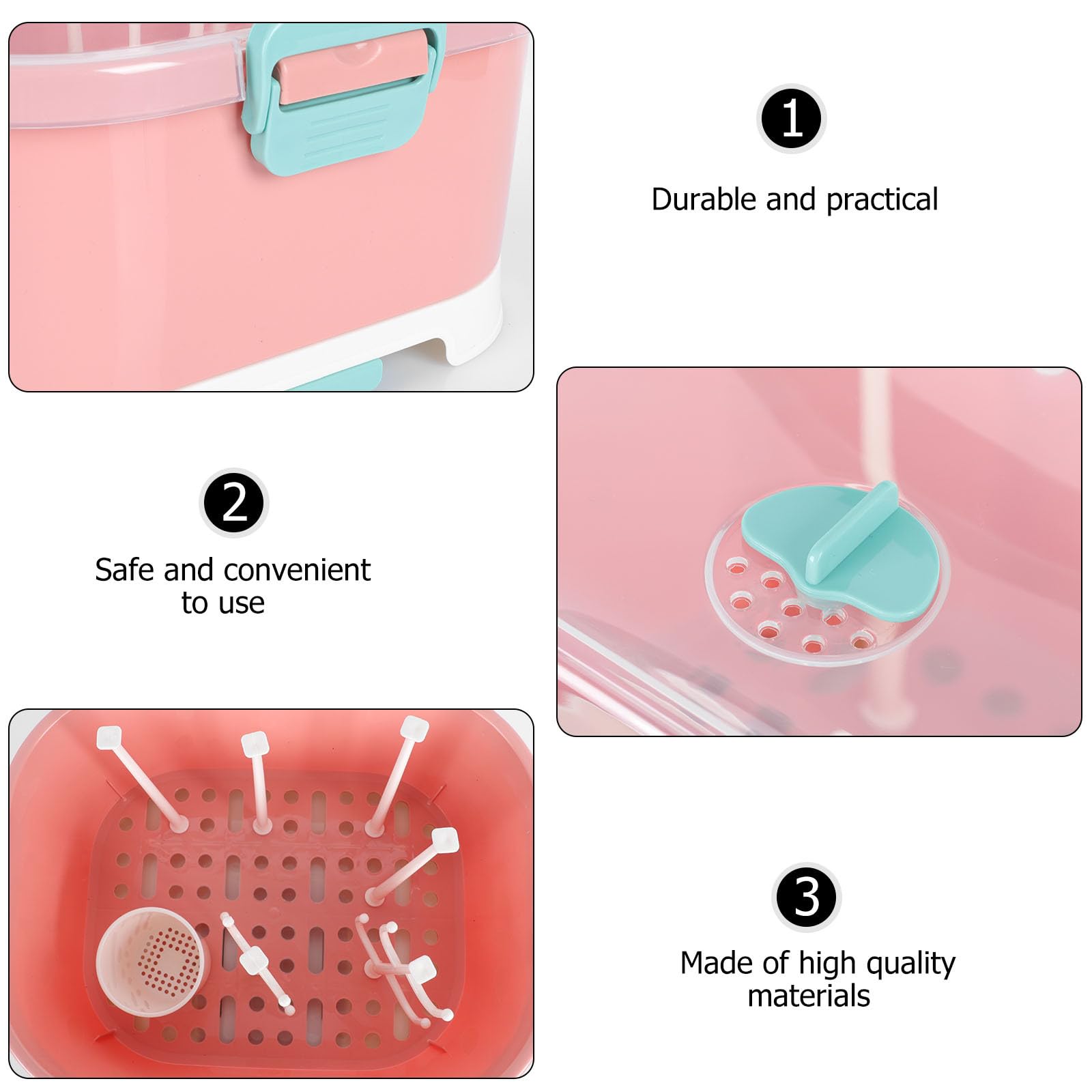 Égouttoir à Biberons pour Bébé Boîte de Drainage Grosse Capacité en PP Détachable pour Séchage et Rangement Anti-poussière Pratique à Usage Domestique