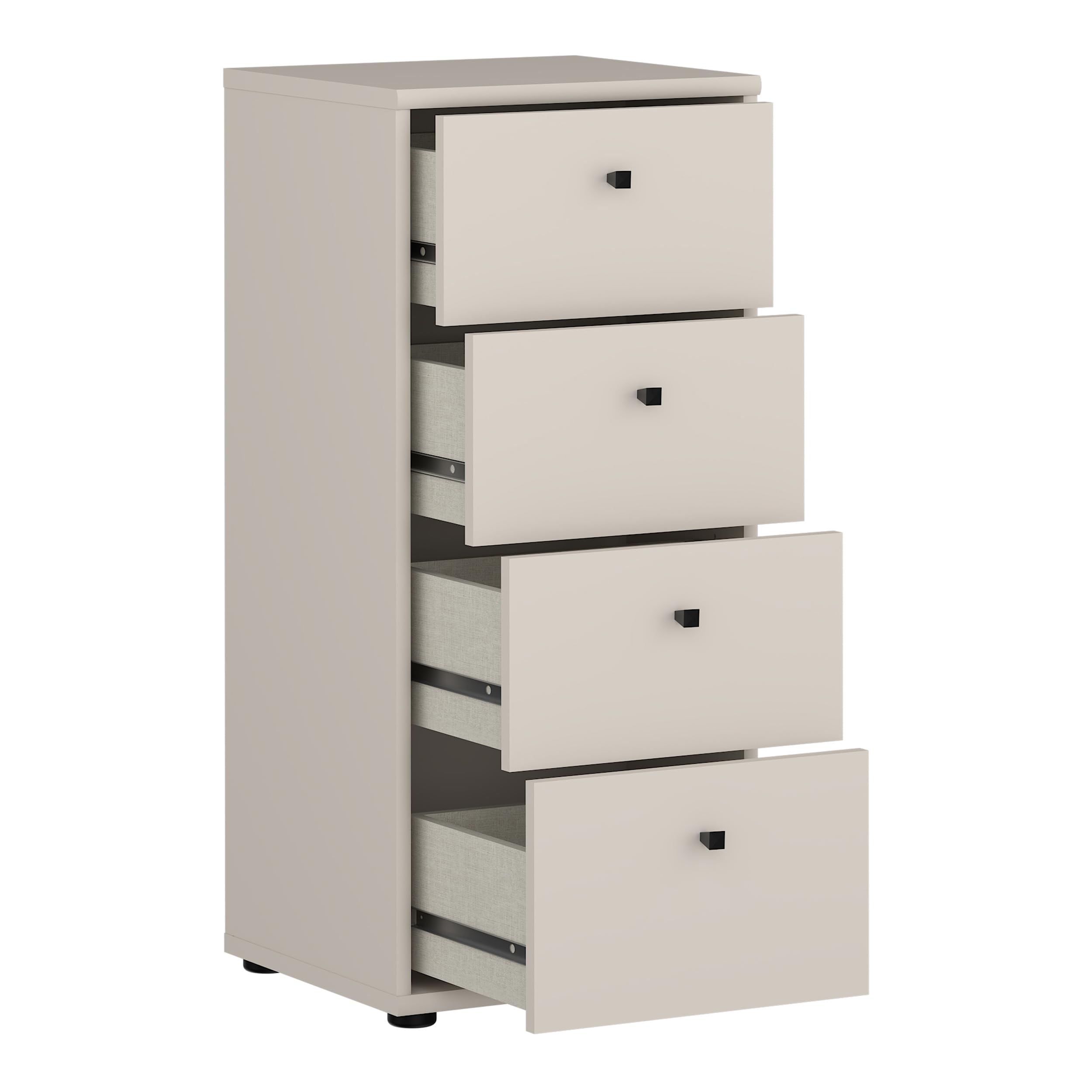 Forte TEMPRA 2 Kommode 40, Moderne Kommode mit 4 Schubladen, Holzwerkstoff, Schlafzimmer, Wohnzimmer, Büro, Kaschmir|Beige, 38,6 cm breit x 85,5 cm hoch x 34,8 cm tief