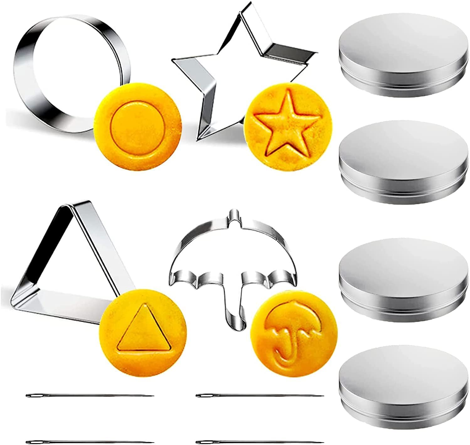 12 Pcs Squid TV Game Cookie Cutters Set Biscuits Stainless Molds Sugar Pie Mold Shape Kit for 2021 Squid TV Game Christmas Cosplay Party Props Cookies Board Games